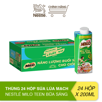 Thùng 24 Hộp Sữa Lúa Mạch Nestlé® MILO® Teen Bữa Sáng 200 ml