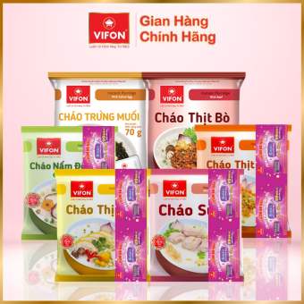Cháo Thịt Gà/ Thịt Bằm/ Cháo Sườn/ Nấm Đông Cô/ Bò/ Trứng muối VIFON 70gr/ gói
