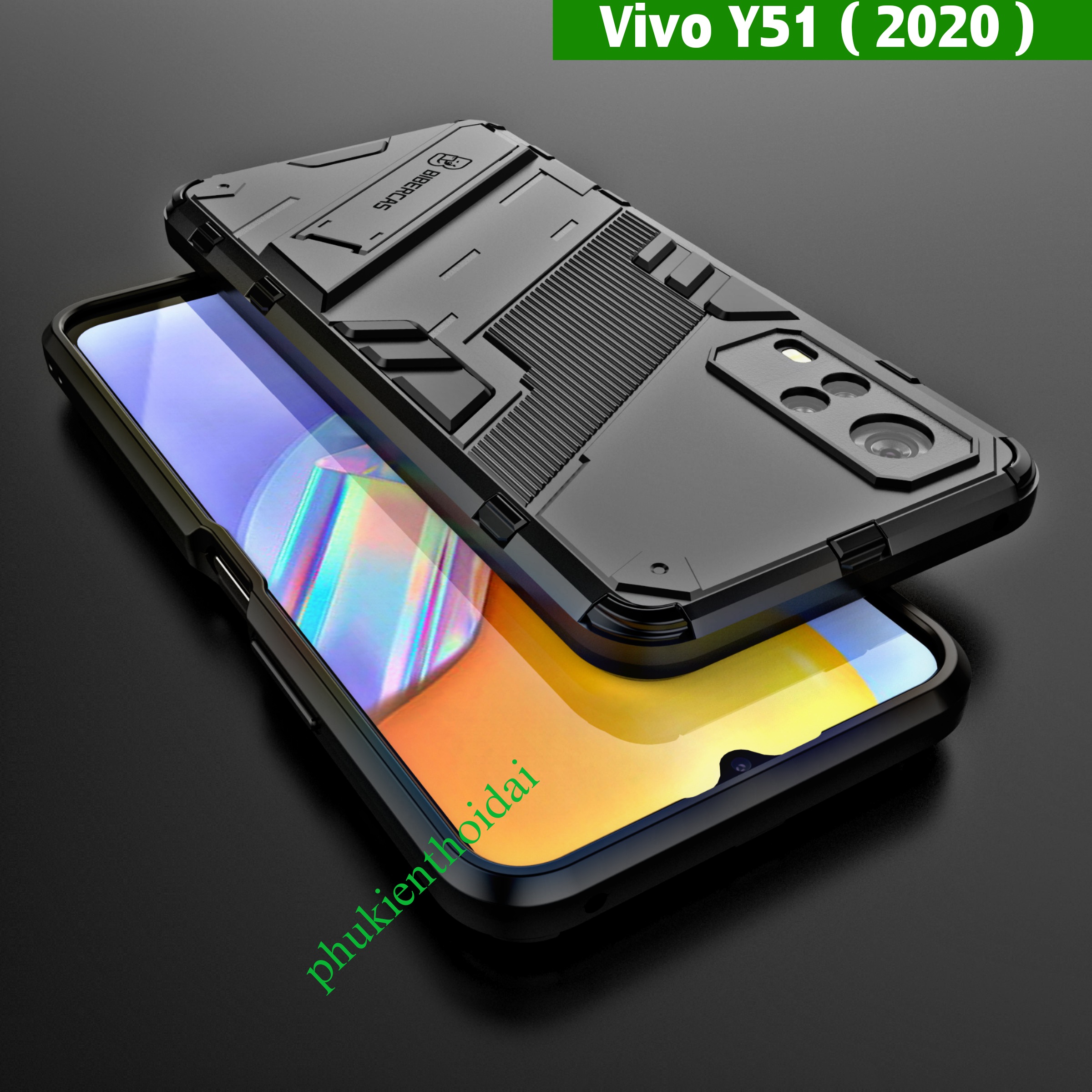 Ốp lưng Vivo Y51 Iron Man Ver 2 giá đỡ mặt lưng chống sốc bảo vệ camera siêu bền