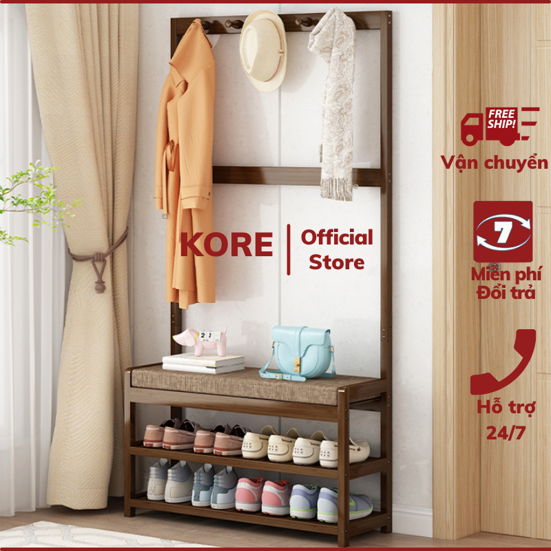 Tủ giày đa năng kèm móc treo đồ, Kệ Giá để giày thiết kế thông minh nhiều ngăn phân cấp, sắp xếp dễ dàng