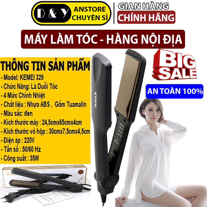[FreeShip - Giảm Thêm 9%] Máy duỗi tóc mini - Máy là tóc cao cấp 4 mức chỉnh nhiệt - Máy ép tóc chính hãng Kemei 329 - Máy ép thẳng tóc, duỗi tóc, tạo kiểu tại nhà - Máy duỗi tóc bản to, Máy là tóc mini giá rẻ