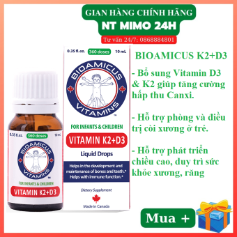 Bioamicus Vitamin D3K2 Mk7.Giúp Bé Hấp Thu Canxi Tối Đa