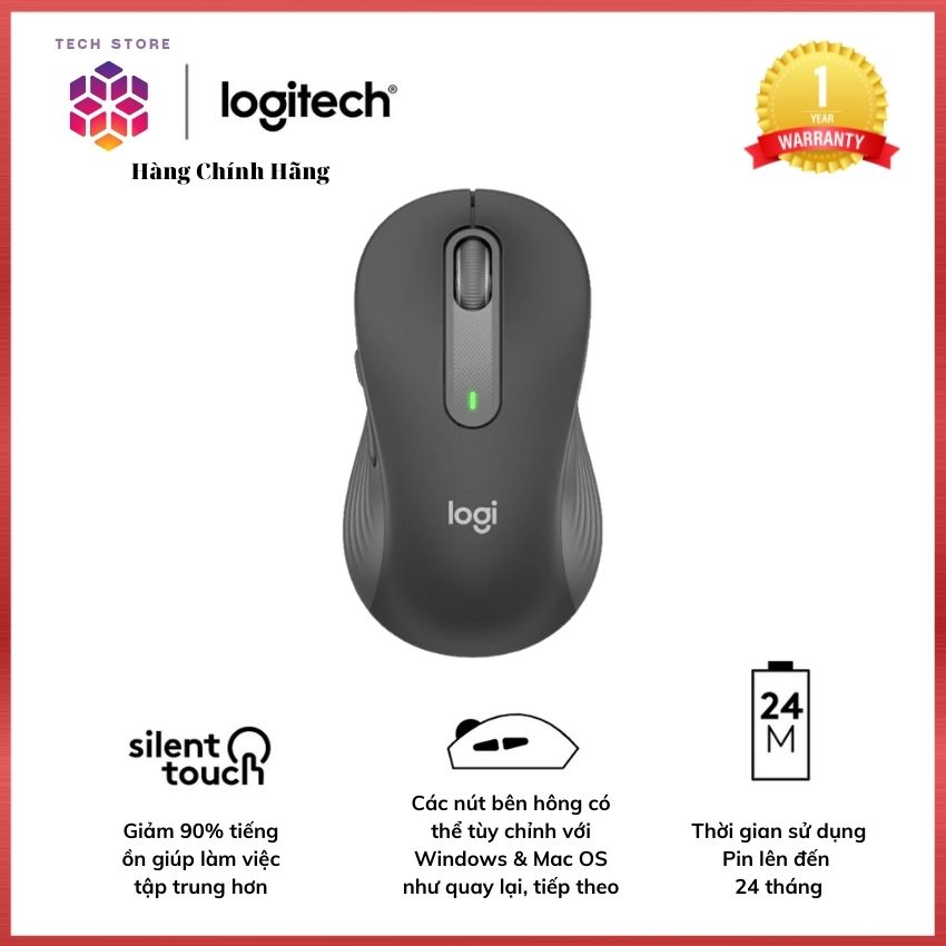 Chuột không dây logitech signature m650-đen than chì , bảo hành 1 năm , chuột bluetooth chính hãng