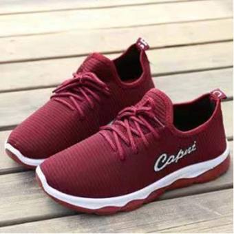 Giày sneaker nữ  đế lượn Capntt đen và đỏ cá tính
