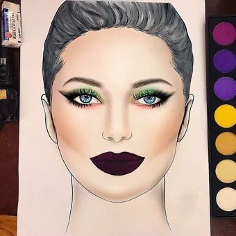 Giấy Face chart makeup thực hành makeup chuyên nghiệp bao gồm 31 mẫu mặt và 11 mẫu mày - An Phước