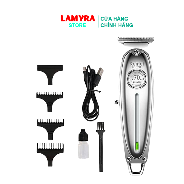 Tông đơ chấn viền Kemei KM-1949 không dây chuyên nghiệp,có thể khắc tatoo, cạo trắng chính hãng Lamyra