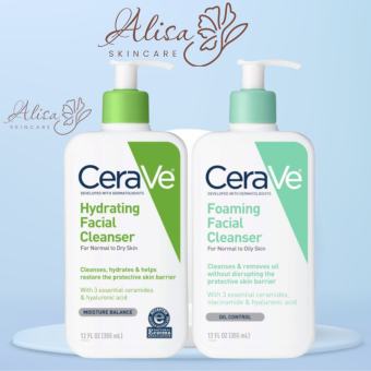 Sữa rửa mặt Cerave Foaming Facial Cleanser bản Mỹ (Pháp) Cerave da dầu & Da Khô các size 87ml - 236ml - 355ml - 473ml