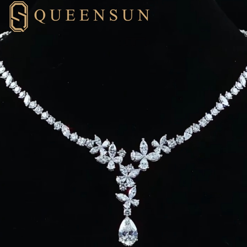 Queensun 50 carats  Luxury Customization necklace pendant necklace 18k gold pendant necklace Haute Couture necklace