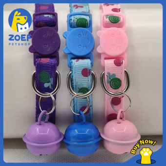 ZOEF Vòng cổ thú cưng có chuông, họa tiết kẹo mút dễ thương, có thể điều chỉnh QHMPS00138