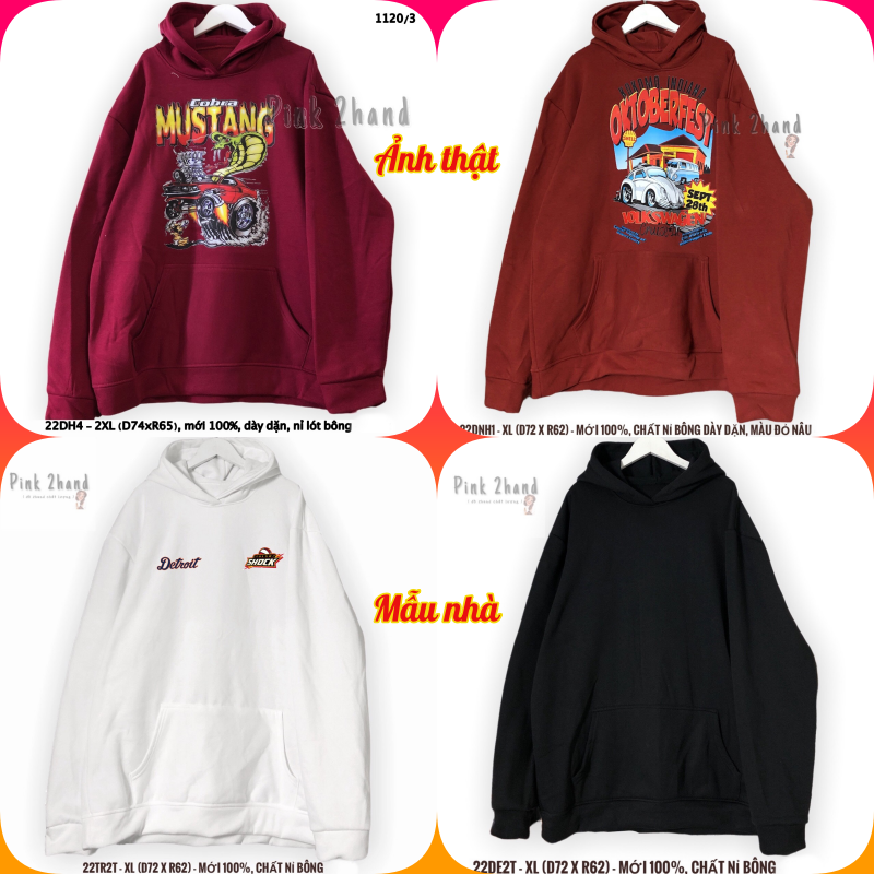 Áo hoodie nữ, nam 2hand, chất dày, size xl/xxl - 2404-2