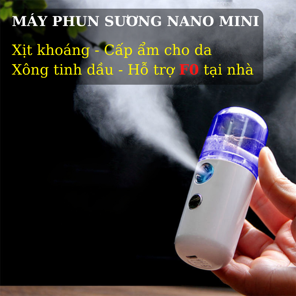 [Bản Nâng Cấp] Máy Phun Sương Nano Mini Cầm Tay - Máy Xông Tinh Dầu Mũi Họng, Hỗ Trợ F0 Điều Trị Tại Nhà - Xông Hơi Xịt Khoáng, Cấp Ẩm Trẻ Hóa Làn Da - Sản Phẩm Không Thể Thiếu Trong Mùa Hè