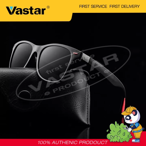 Vastar ออกแบบแบรนด์แว่นตากันแดดผู้ชายผู้หญิง Polarized CLASSIC กรอบแว่นตากันแดดแว่นตาชาย UV400 Gafas (กรอบสีดำเลนส์สีเทา)