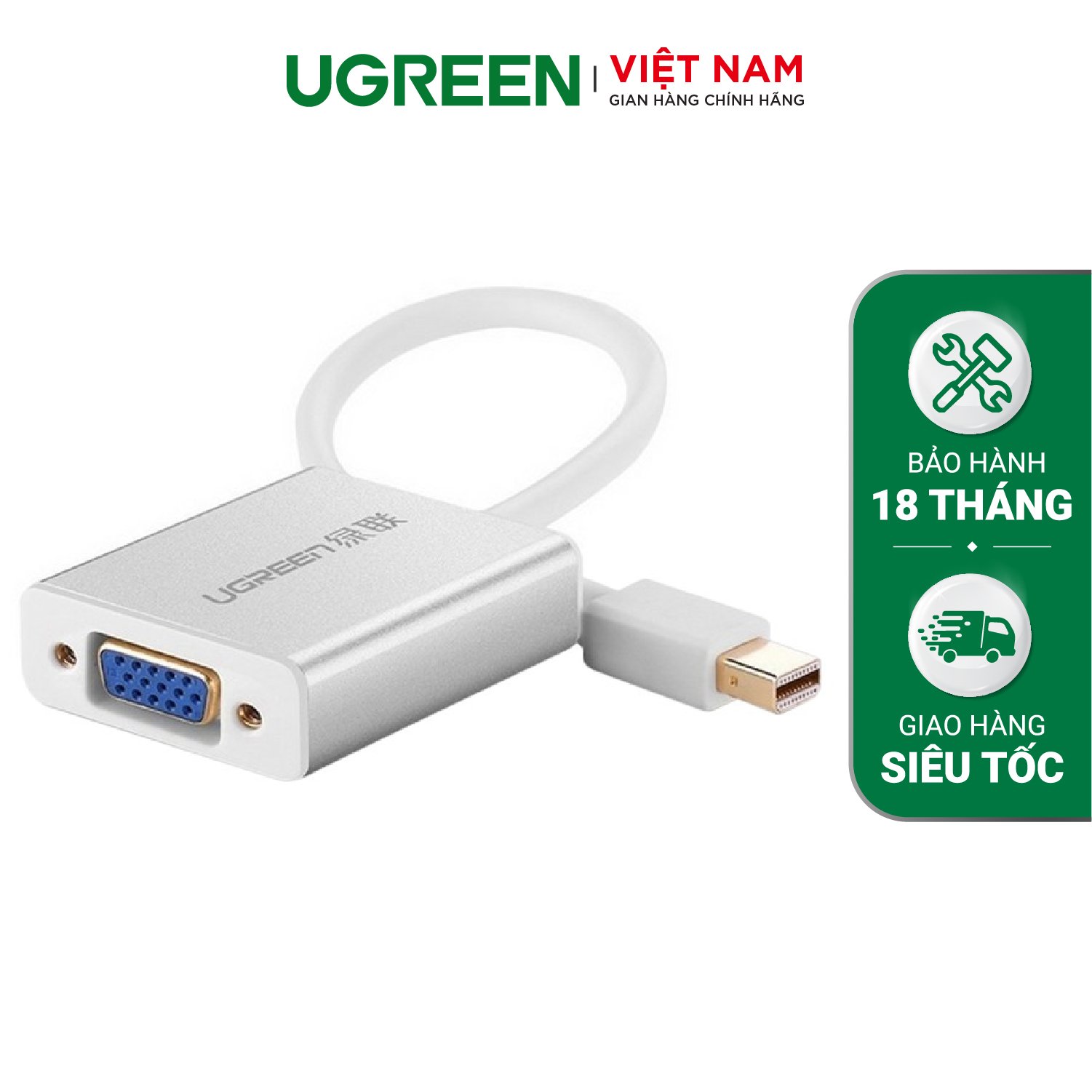 Dây chuyển đổi mini displayport sang vga vỏ hợp kim dài 15cm ugreen 10403 - hàng phân phối chính hãng - bảo hành 18 tháng
