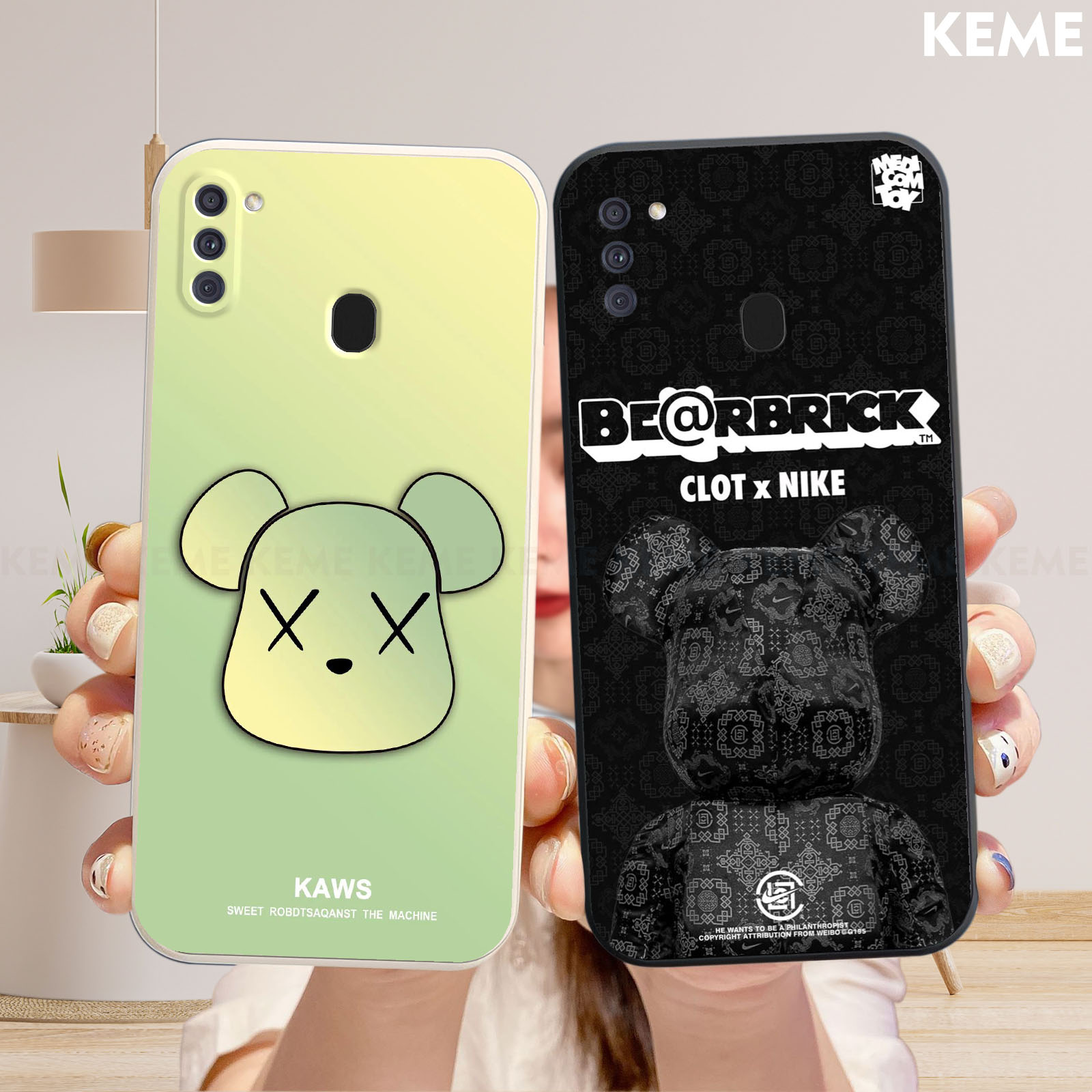 Ốp lưng Samsung A11 in hình Kaws và Bearbrick