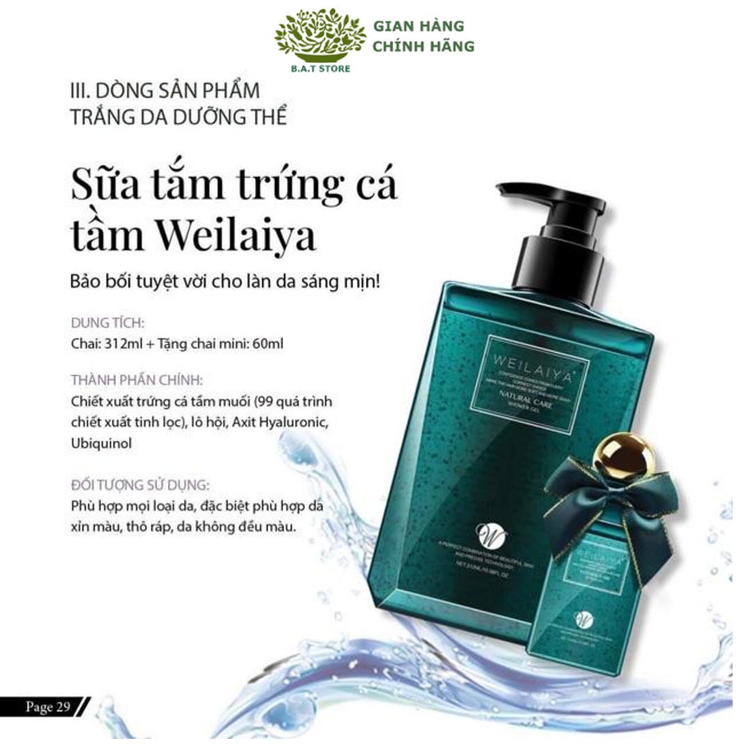 Sữa tắm trứng cá tầm dưỡng ẩm hương nước hoa moist and smooth bath foam weilaiya 312ml