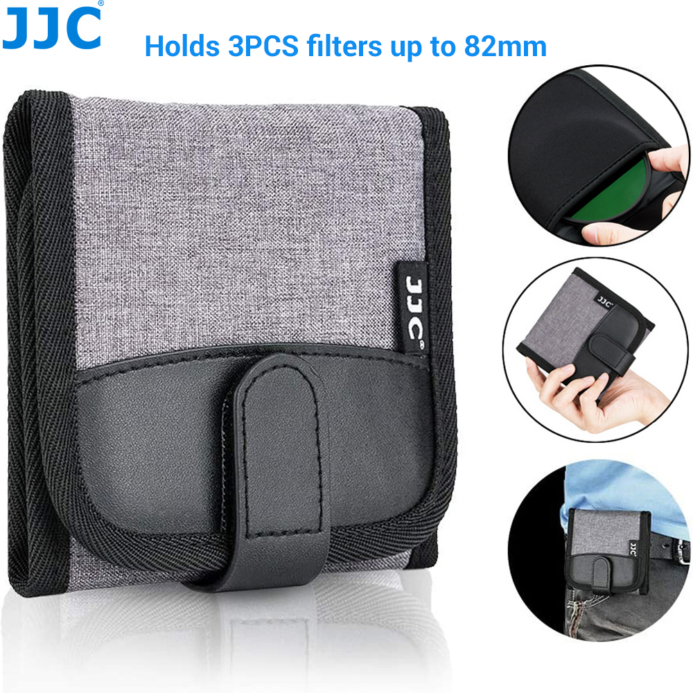 JJC 3 khe cắm ống kính máy ảnh hộp đựng bộ lọc ví đựng ví đựng túi đựng bộ lọc UV CPL ND lên đến 82mm cho Hoya Tiffen Marumi B + W Nisi Cokin Canon Nikon Sony Fujifilm