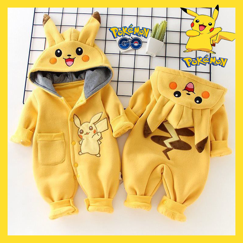 Cute Pokemon Baby Romper Unisex Pikachu Jumpsuit, Anime Design