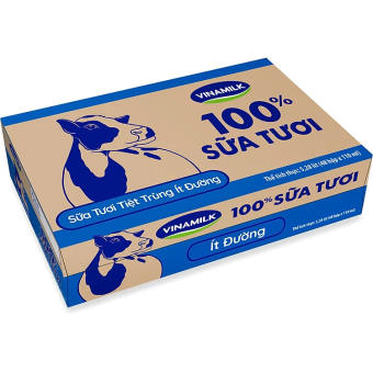 Thùng 48 Hộp Sữa Tươi Tiệt Trùng VINAMILK 100% Ít Đường 110ml