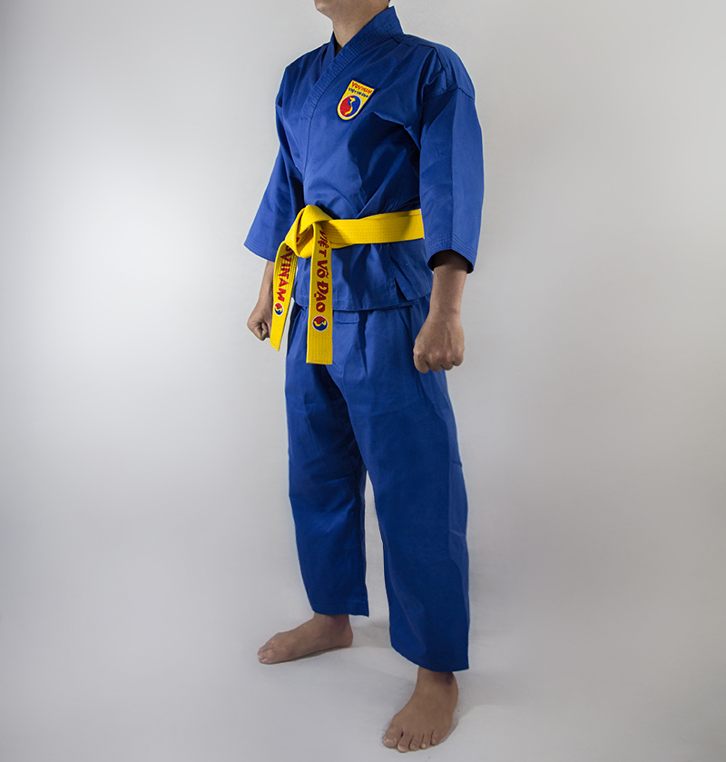 Bộ võ phục vovinam vải kaki sọc phong trào