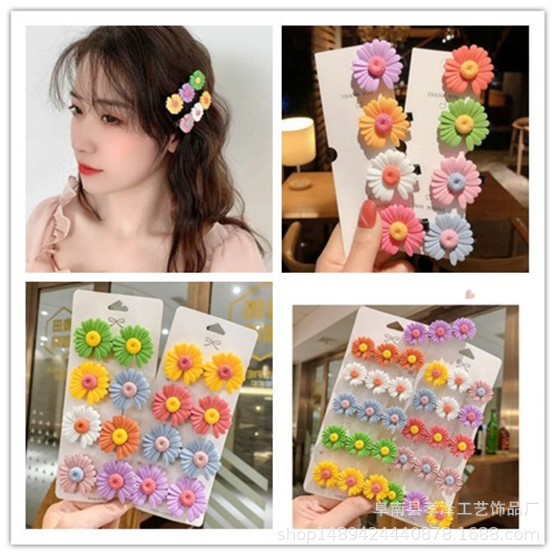 Sét 2 cặp tóc mái ba bông hoa cúc xinh xắn