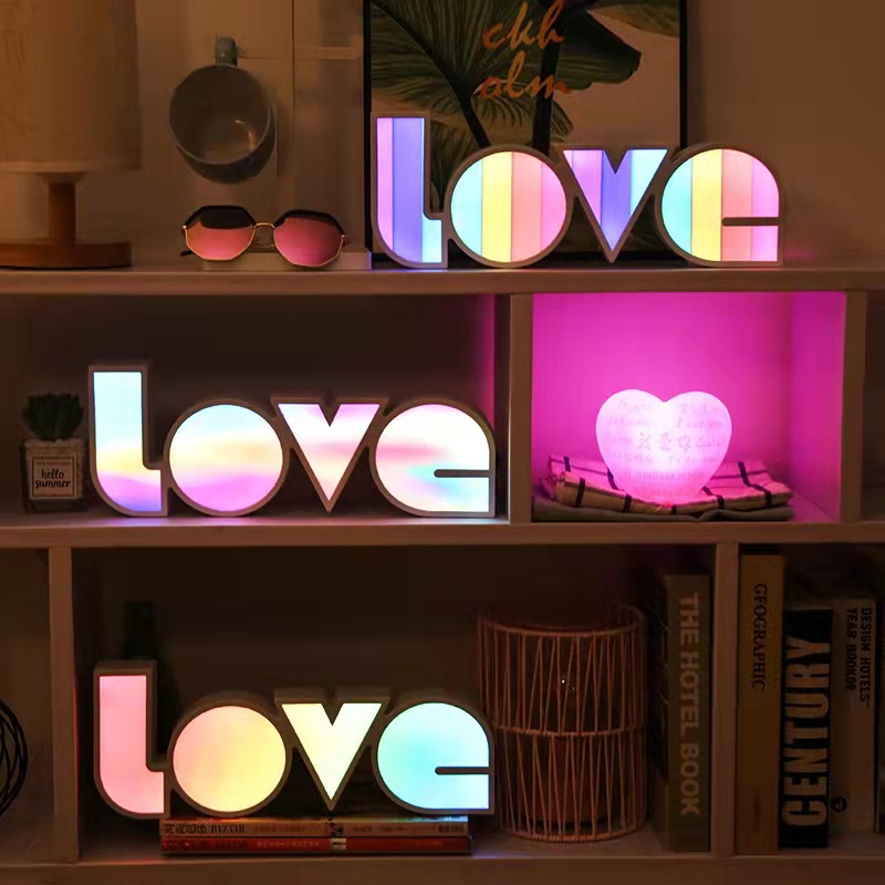 Đèn led chữ love 3d tông màu pastel trang trí decor nguồn pin+usb 2 trong 1