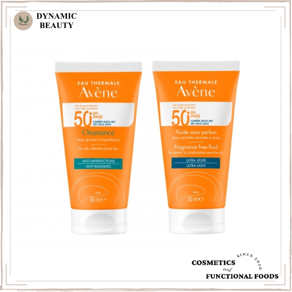 (Bản Pháp) Kem Chống Nắng Avene Fluide & Avene Cleanance SPF50+ 50ml Cho Da Dầu mụn, Da Khô, Da Nhạy Cảm