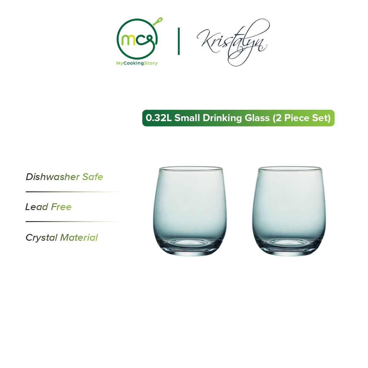 Gambar My Cooking Story   Kristalyn 0.32L Small Drinking Glass (2 Piece Set)