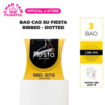 Bao cao su siêu mỏng gân, gai, bo đầu Fiesta Ribbed Dotted – hộp 3 cái