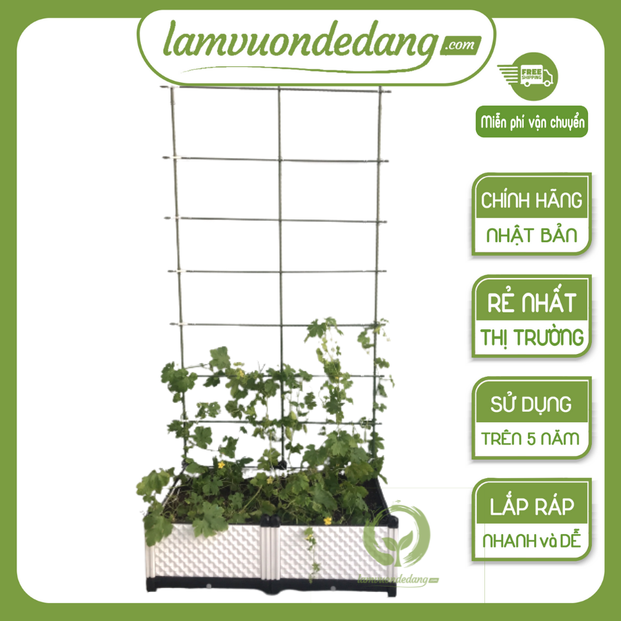 [HCM]GIÀN LEO TRỒNG CÂY (Cao 1m5) - làm từ ống thép bọc nhựa - hàng chính hãng Nhật Bản - Khung trồng cây giàn leo mồng tơi, dưa leo - Giàn leo áp tường