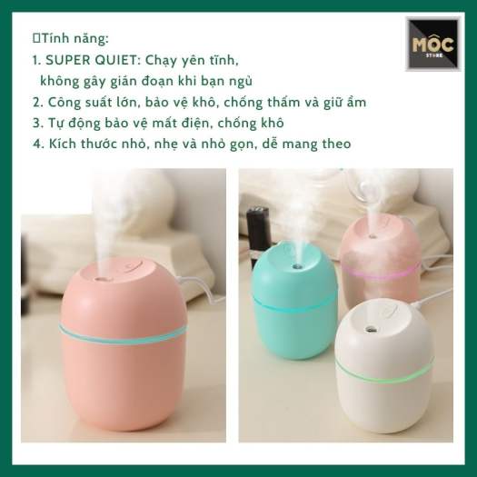 Máy Phun Sương Tinh Dầu Mini Humidifier 220Ml Máy Khuếch Tán Tinh Dầu Phun Sương Tạo Ẩm Cho Phòng Ngủ & Trên Ôtô Đèn Xông Tinh Dầu Có Hai Chế Độ Phun & Led 7 Màu Thay Đèn Ngủ & Giúp Xua Duổi Côn Trùng mocstore, loại tốt giá rẻ