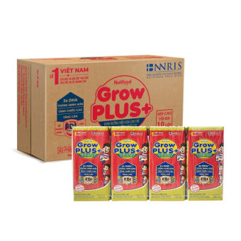 Thùng 48 hộp sữa pha sẵn Nutifood GrowPLUS+ đỏ ít đường hương vani 180 ml cho trẻ suy dinh dưỡng, thấp còi (từ 1 tuổi) TH.GL180DONT- Thương Hiệu NUTIFOOD