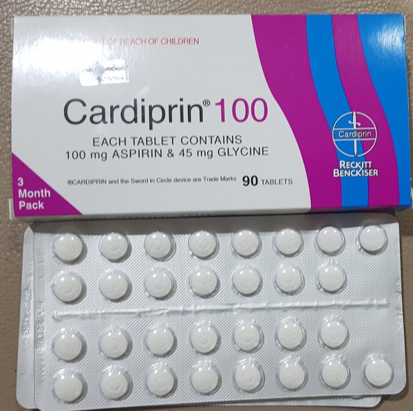 CARDIPRIN 100 (aspirin 100mg) Reduces Heart Attack & Stroke 90 Tablets X 2