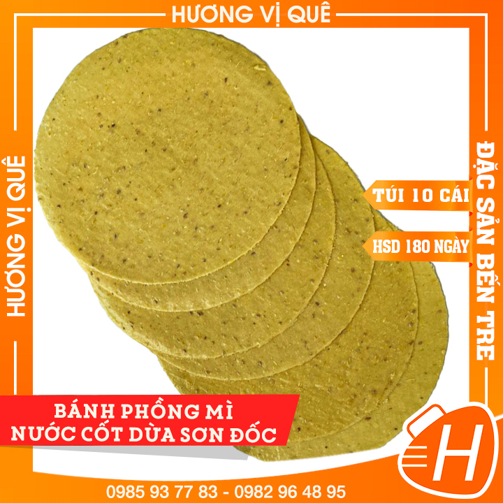 Bánh phồng mì nước cốt dừa sơn đốc - túi 10 cái - đặc sản bến tre