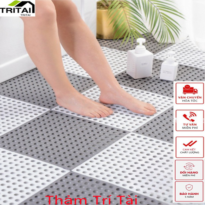 Thảm Chống trơn Trượt Cho Phòng Tắm Nhà Bếp Bể Bơi, Nhà Tắm, Nhà Vệ Sinh. Thảm ghép Nhựa lỗ Kháng Khuẩn KT 30x30cm. Thảm Nhựa Chống  Trượt, Thảm Nhựa Trải Sàn, Thảm Nhựa Lót Sàn, Thảm Trải Sàn - Thảm Trí Tài