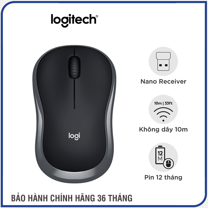 Chuột không dây logitech b175 chính hãng - đầu thu usb 2.4ghz, pin 1 năm | forter v181 nhỏ gọn, thiết kế thuận cả 2 tay, phù hợp pc/ laptop