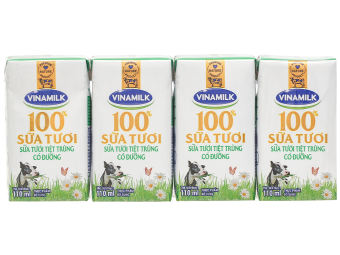 Thùng 48 hộp sữa tươi có đường Vinamilk 100% Sữa Tươi 110ml