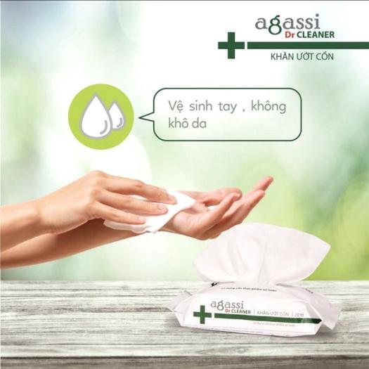 Khăn ướt có cồn Agassi Dr.Cleaner 100 tờ Diệt khuẩn 99,9% (5 gói x 20 tờ)