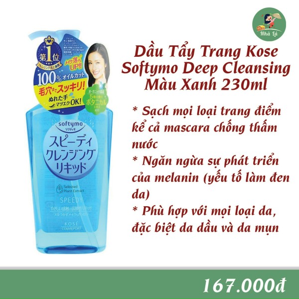 Dầu tẩy trang trắng da kose softymo deep cleansing 230ml