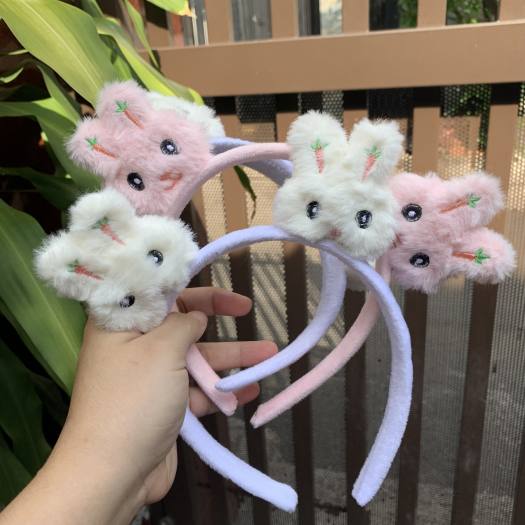 CC34 Cài tóc bờm tóc băng đô nữ 2 con thỏ lông xù gấu  vịt