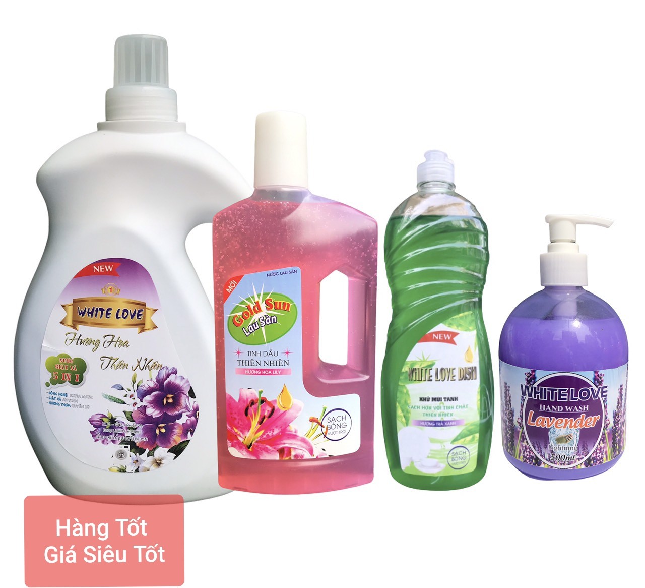 Nước giặt xả+Nước lau sàn+ nước rửa chén+ nước rửa tay