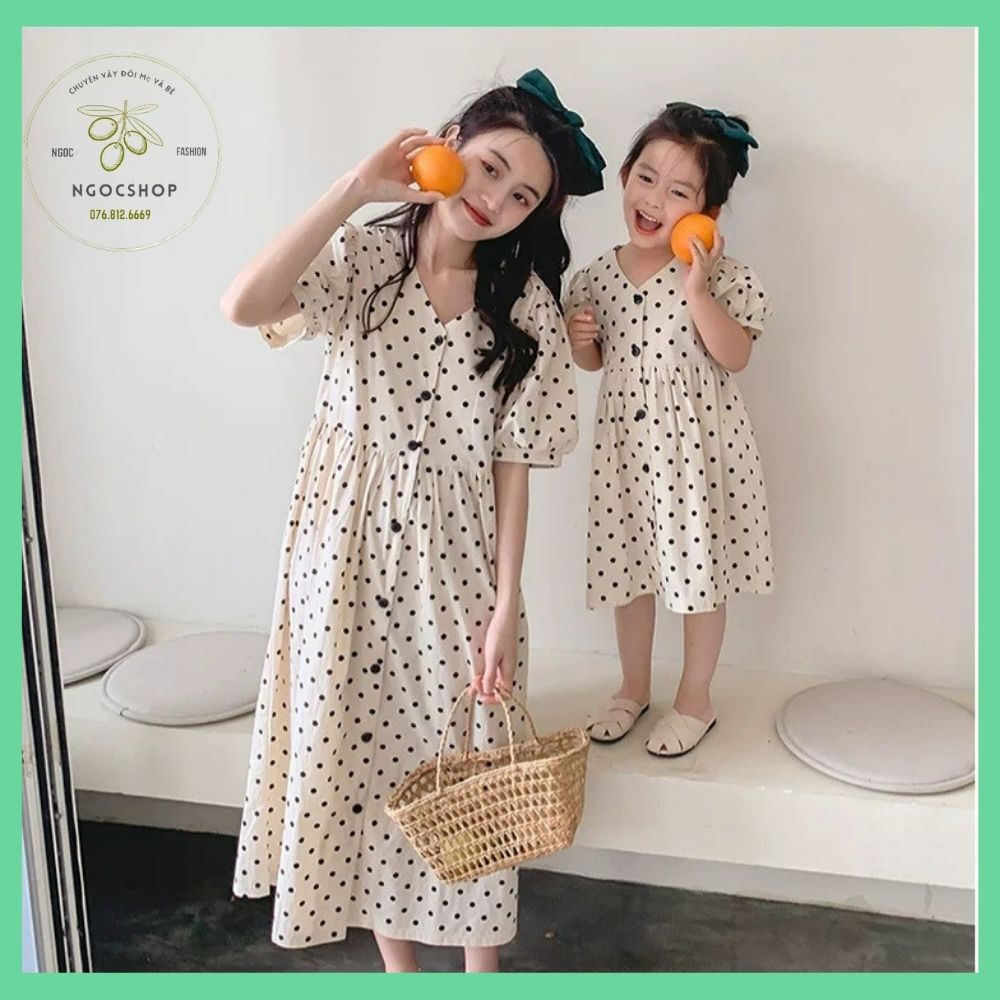 Váy đôi mẹ và bé gái chất liêu lụa lót thun mềm mịn thoáng mát [ GIÁ CẢ MẸ VÀ BÉ]