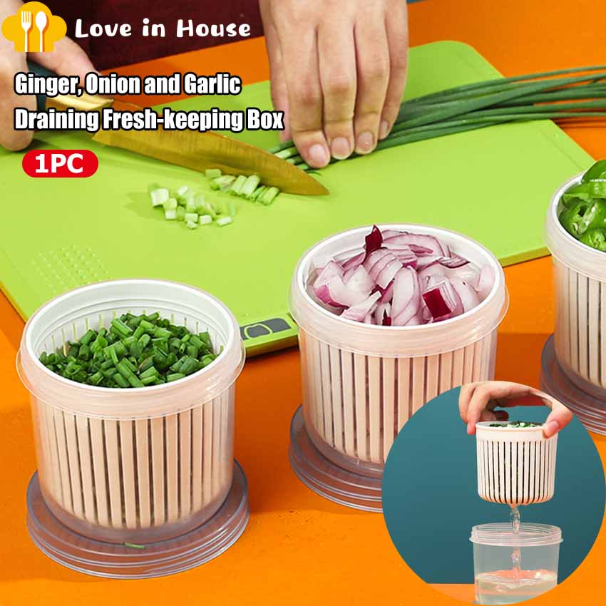 Household Sealed Ginger, Onion And Garlic Drain Box Portable Double