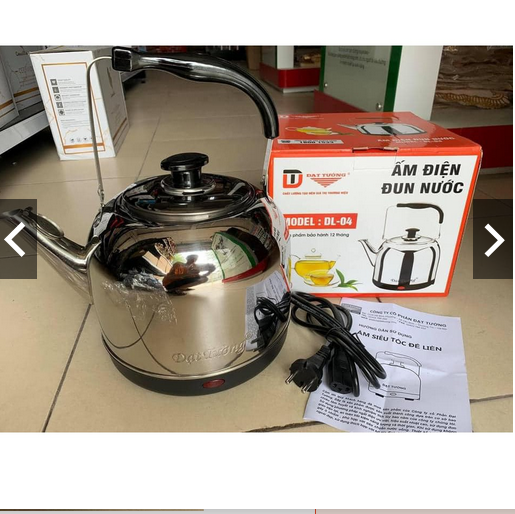 Ấm điện đun nước đạt tường 5l tự ngắt đế liền inox cao cấp