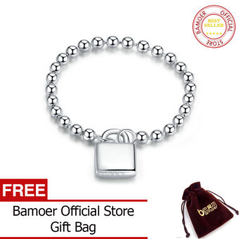 BAMOER Nhẫn Khóa Trái Tim Màu Bạc Nhẫn Ngón Tay Dây Chuyền Đặc Biệt Bằng Bạc Thật 100% 925, Quà Tặng Cho Cô Gái Tuyên Bố Trang Sức SCR703