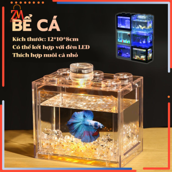 Hồ cá mini kiểu dán độc đáo,Bể cá cảnh mini hình khối lắp ráp bằng nhựa,Bể Cá Để Bàn,nhiều màu có thể lắp ghép,12 x 8.0 x 10 cm,tỏa nhiệt thấp, tuổi thọ cao,dễ sử dụng và bảo quản