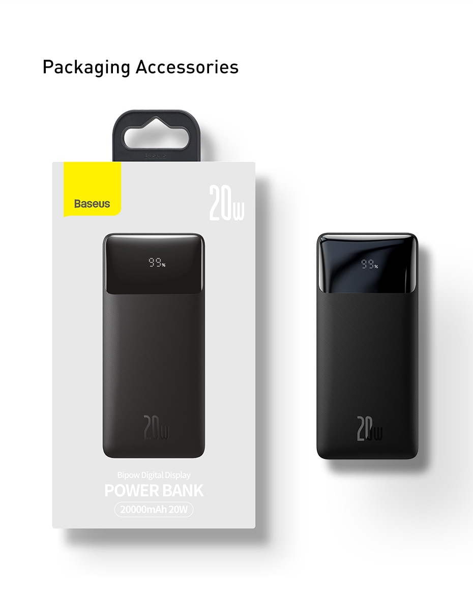 Pin sạc dự phòng baseus bipow 10000mah - sạc nhanh 20w - có lcd hiển thị phần trăm pin