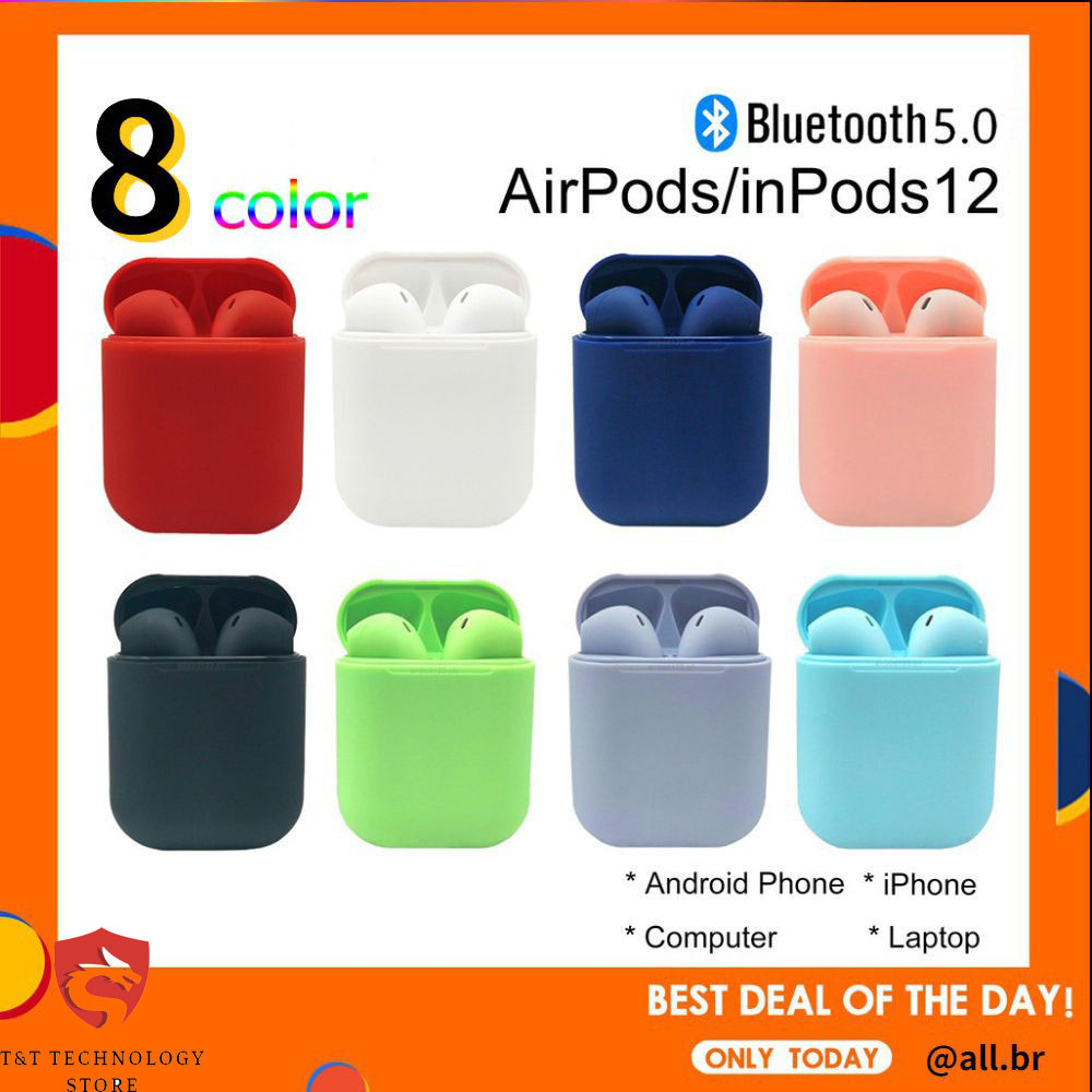 Tai nghe bluetooth không dây 5.0 i12 tws fone de ouvido inpods 12 bluetooth 5.0 dành cho iphone android, bảo hành 12 tháng