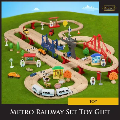 Electric Train Track Set Magnetic Educational Slot Brio Railway Wooden Train Track Station Toy Gifts (1)