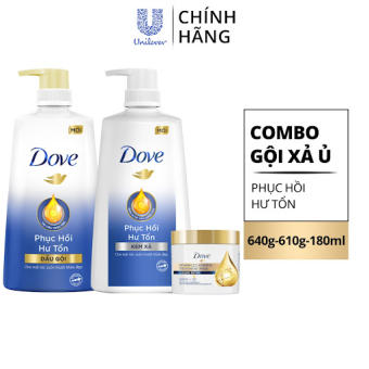 MUA 199K TẶNG 1 QUÀ - Combo Dầu Gội, Kem Xả, Kem Ủ Dove Phục Hồi Hư Tổn 640G, 610G,180ML
