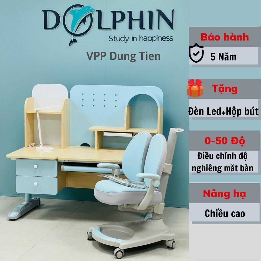 Bàn học thông minh, chống gù chống cận cho bé từ 3 đến 18 tuổi dolphin- 05 kt: 120*60 cm